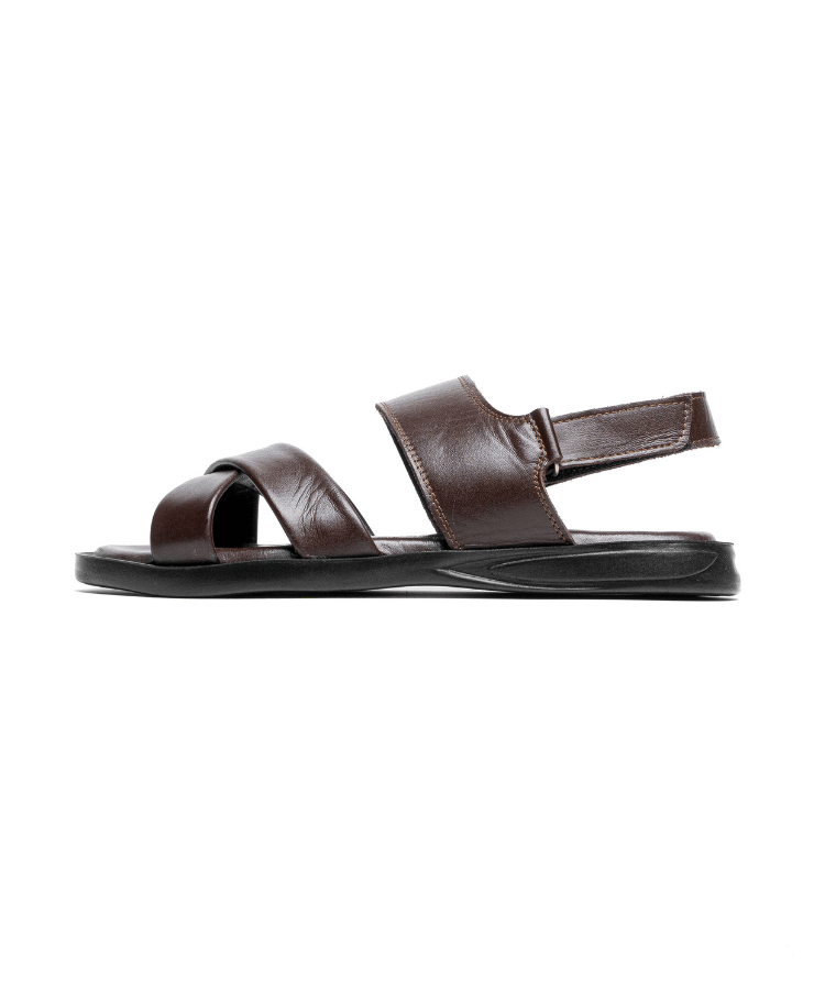 Sandale Nero Marron (Cuir Véritable) - Cosmos - Algerie