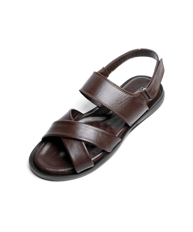 Sandale Nero Marron (Cuir Véritable) - Cosmos - Algerie