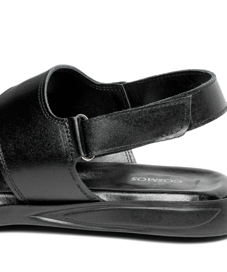 Image of Sandale Nero Noir (Cuir Véritable) - Cosmos - Algerie