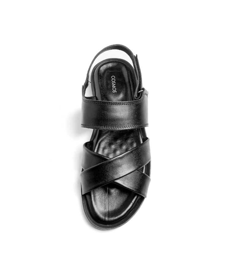 Image of Sandale Nero Noir (Cuir Véritable) - Cosmos - Algerie