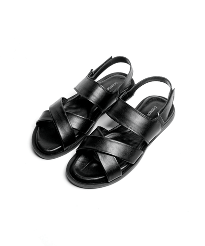 Sandale Nero Noir (Cuir Véritable) - Cosmos - Algerie